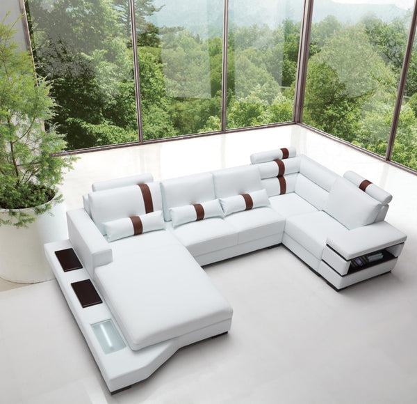 Leather Sectional Sofa with Light