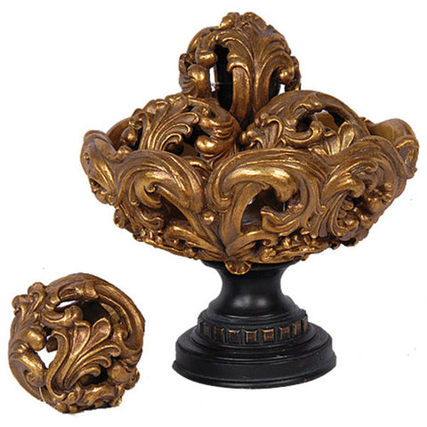 Acanthus Bowl with 4 Orbs