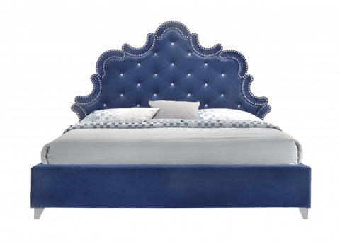 Caroline Navy Velvet Bed