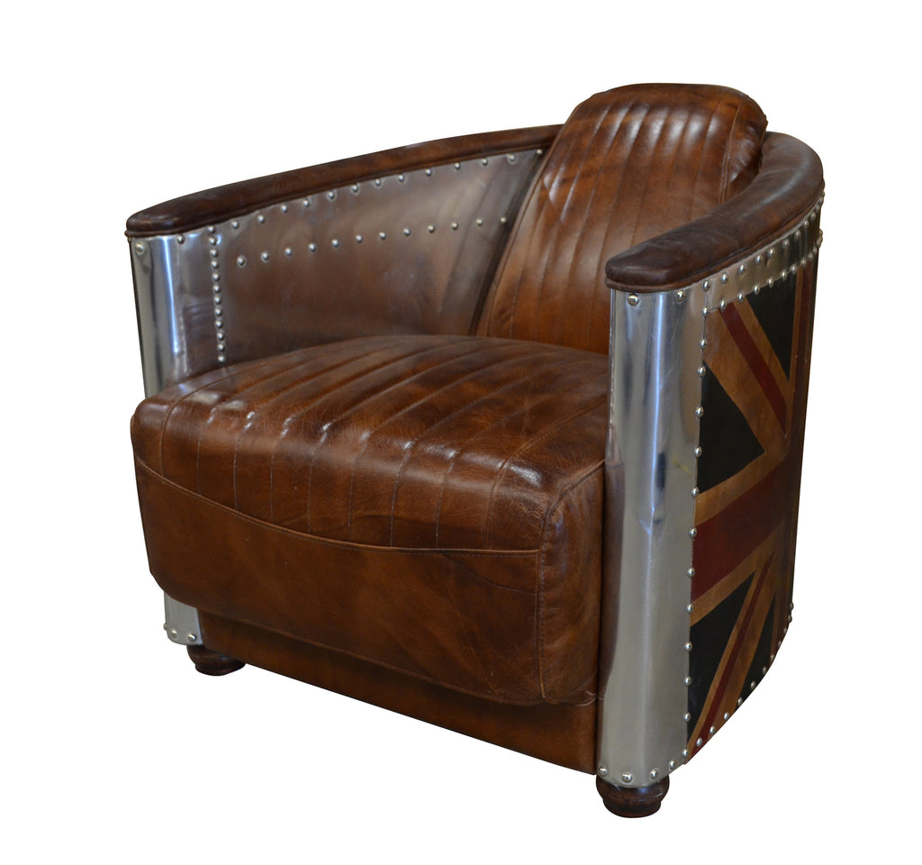 British Leather & Aluminum Chair