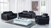 Modern Black Leather 3 Piece Sofa Set with Headrests