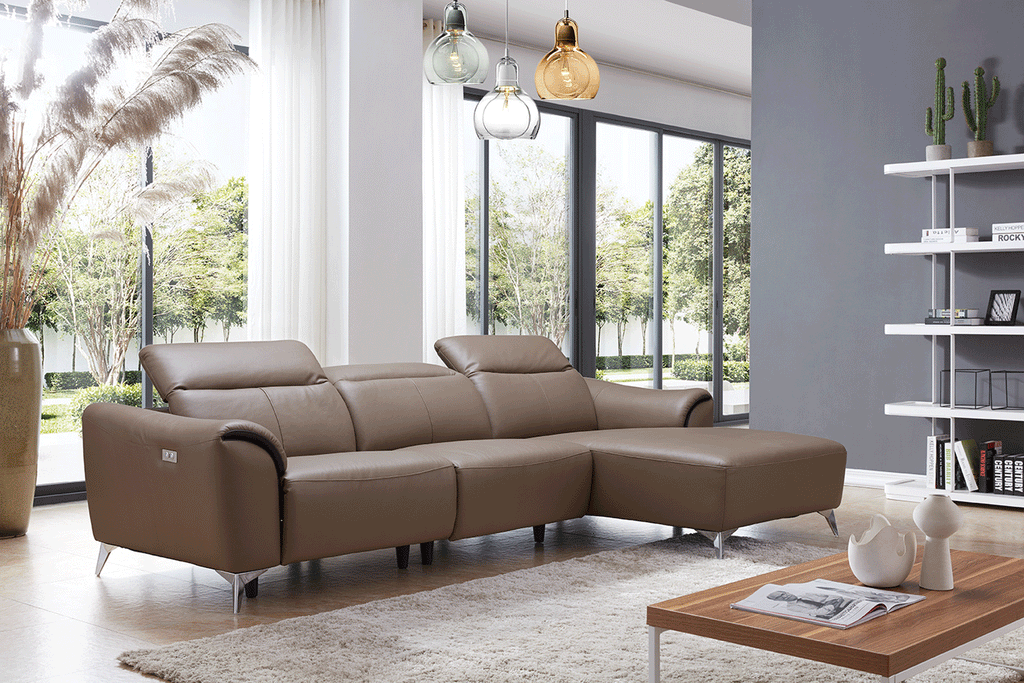 Brown Leather Sectional Sofa with recliner