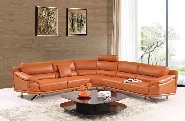 Orange  Leather Sectional Sofa