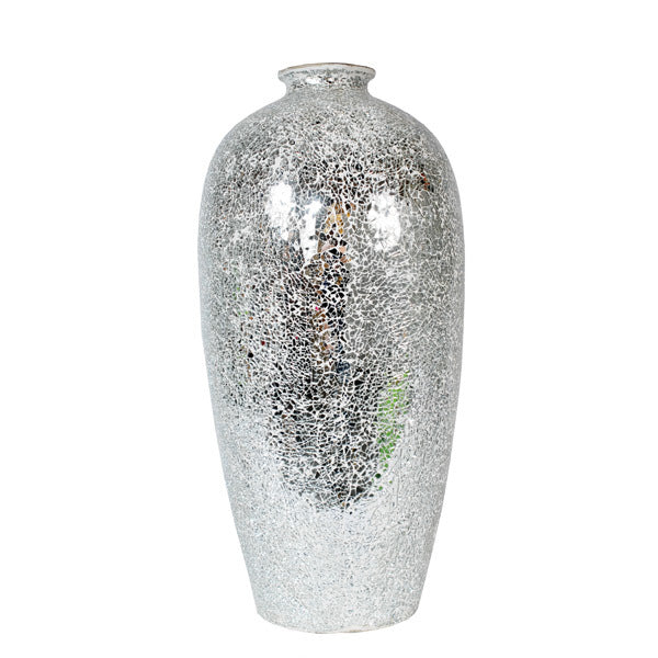 Large Silver Mosaic Cracked Vase