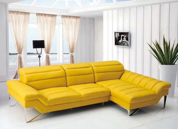 Modern Yellow Leather Sectional Sofa
